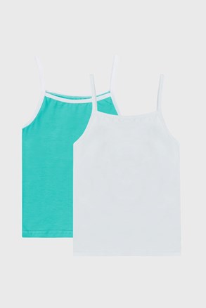 2 PACK dekliška belo-zelena basic majica brez rokavov