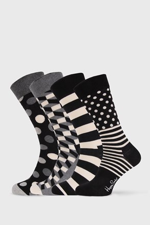 4 PACK nogavice Happy Socks Black and White