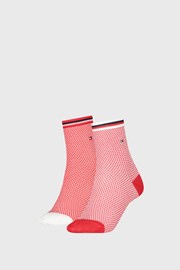 2 PACK ženske nogavice Tommy Hilfiger Honeycomb Red