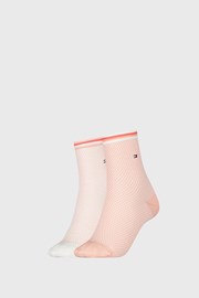 2 PACK ženske nogavice Tommy Hilfiger Honeycomb Coral