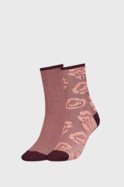 2 PACK ženskih rjavih nogavic Tommy Hilfiger Flower