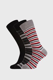 3 PACK črno-sive nogavice Tommy Hilfiger Gift