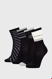 4 PACK črne ženske nogavice Calvin Klein Eve