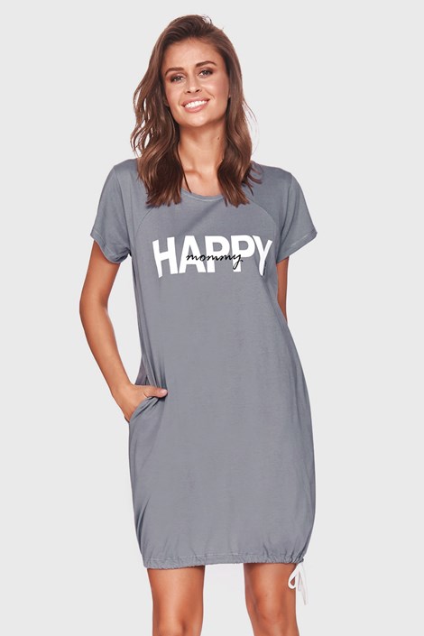 Spalna srajca za nosečnice in dojenje Happy mommy siva